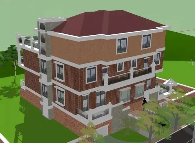 各种风格的石材别墅效果图