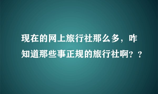 现在的网上旅行社那么多，咋知道那些事正规的旅行社啊？？