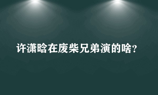 许潇晗在废柴兄弟演的啥？