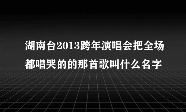 湖南台2013跨年演唱会把全场都唱哭的的那首歌叫什么名字