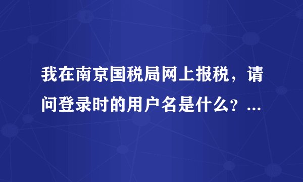 我在南京国税局网上报税，请问登录时的用户名是什么？初始密码是什么？