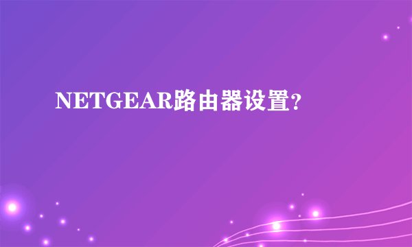 NETGEAR路由器设置？