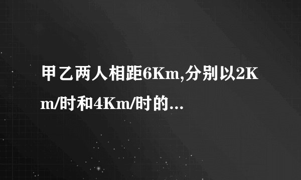 甲乙两人相距6Km,分别以2Km/时和4Km/时的速度同时相向而行,同时,有一只小狗以1