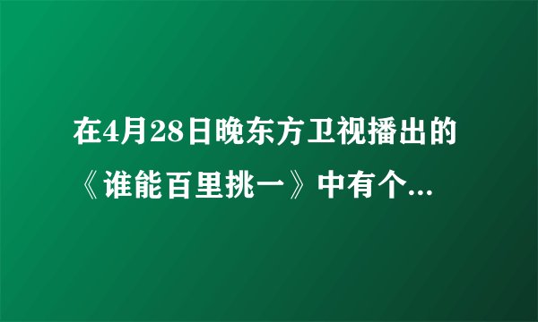 在4月28日晚东方卫视播出的《谁能百里挑一》中有个非常爱笑的女选手叫什么名字？