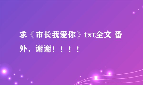求《市长我爱你》txt全文 番外，谢谢！！！！