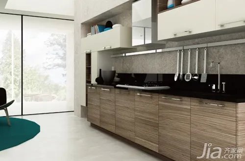 6套一字型橱柜效果图 小厨房转得开
