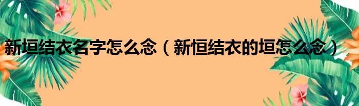 新垣结衣名字怎么念（新恒结衣的垣怎么念）