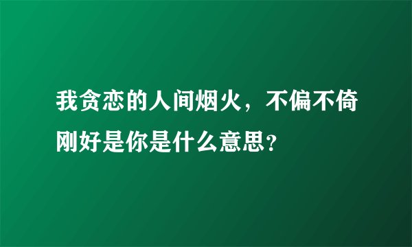 我贪恋的人间烟火，不偏不倚刚好是你是什么意思？