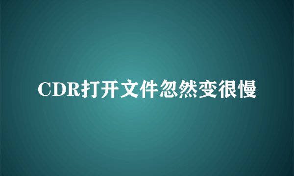 CDR打开文件忽然变很慢