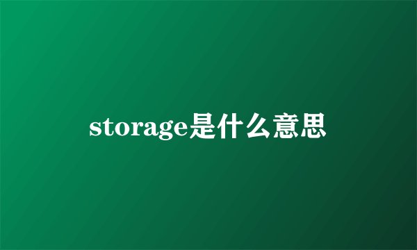 storage是什么意思