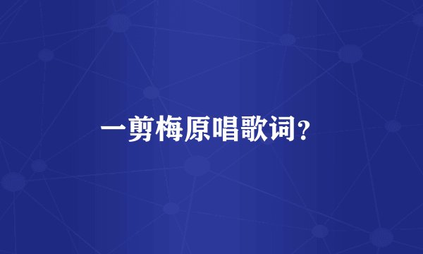 一剪梅原唱歌词？