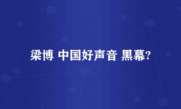 梁博 中国好声音 黑幕?