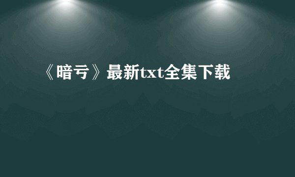 《暗亏》最新txt全集下载