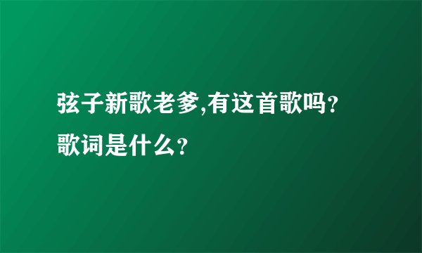 弦子新歌老爹,有这首歌吗？歌词是什么？