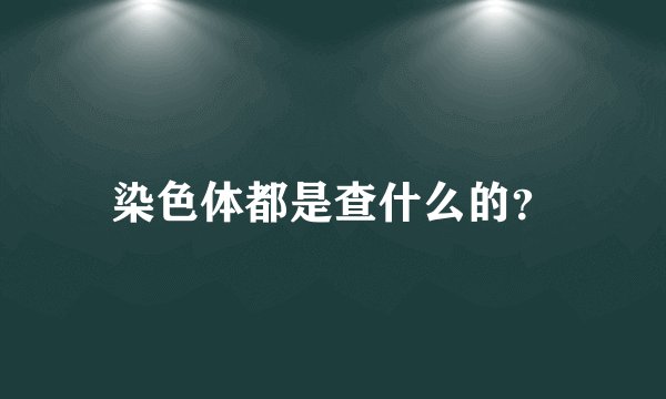 染色体都是查什么的？