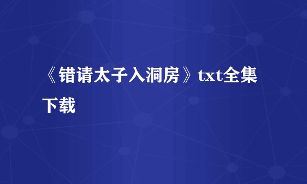 《错请太子入洞房》txt全集下载