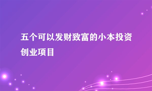 五个可以发财致富的小本投资创业项目