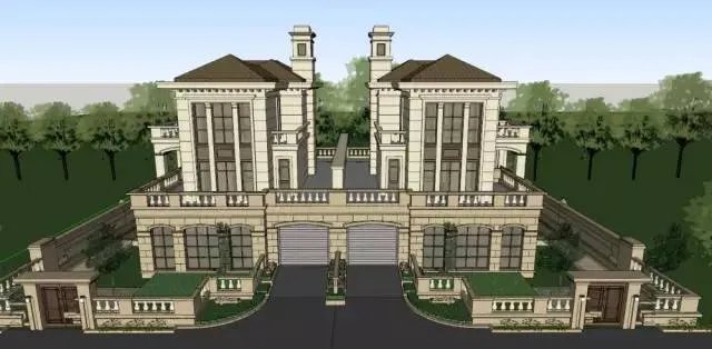 各种风格的石材别墅效果图