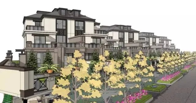 各种风格的石材别墅效果图