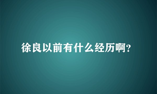 徐良以前有什么经历啊？