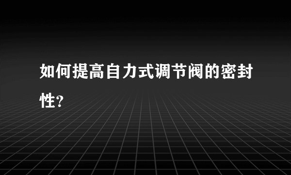 如何提高自力式调节阀的密封性？