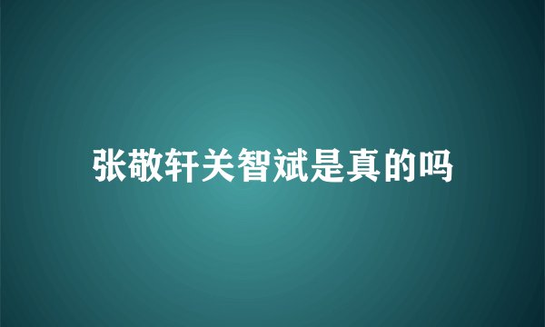 张敬轩关智斌是真的吗