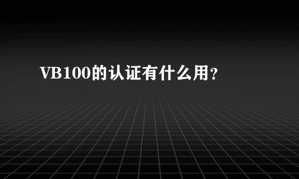 VB100的认证有什么用？