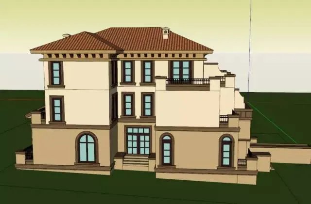 各种风格的石材别墅效果图