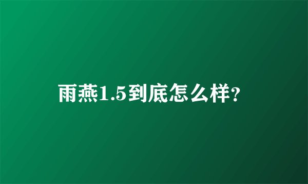 雨燕1.5到底怎么样？
