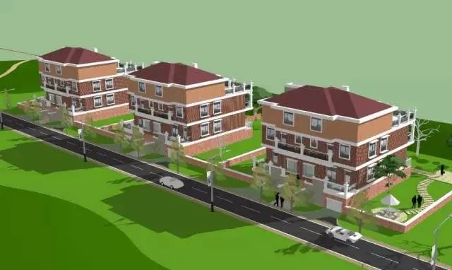 各种风格的石材别墅效果图