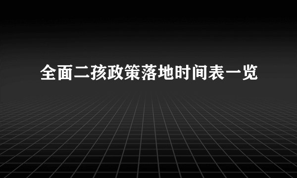 全面二孩政策落地时间表一览