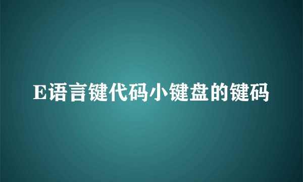 E语言键代码小键盘的键码