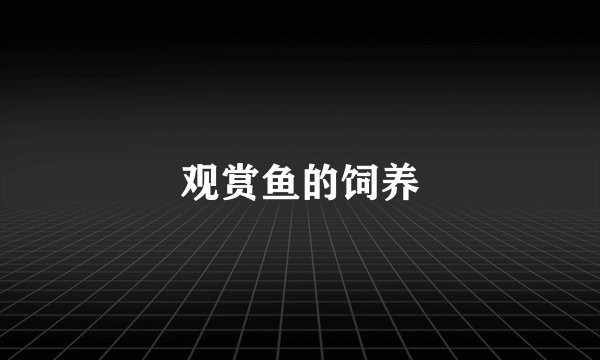 观赏鱼的饲养