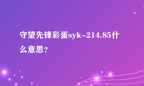 守望先锋彩蛋syk-214.85什么意思？