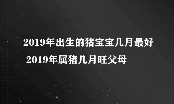 2019年出生的猪宝宝几月最好 2019年属猪几月旺父母