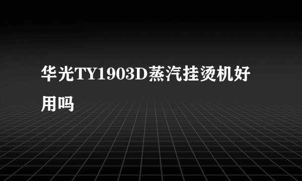华光TY1903D蒸汽挂烫机好用吗