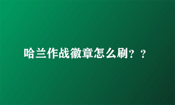 哈兰作战徽章怎么刷？？