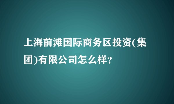 上海前滩国际商务区投资(集团)有限公司怎么样？