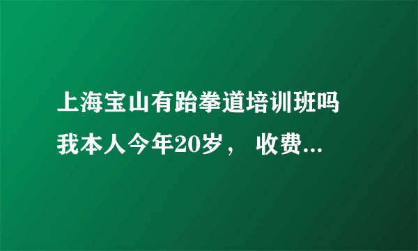 上海宝山有跆拳道培训班吗 我本人今年20岁， 收费不要太高的 能学到东西的