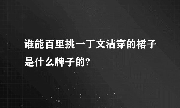 谁能百里挑一丁文洁穿的裙子是什么牌子的?