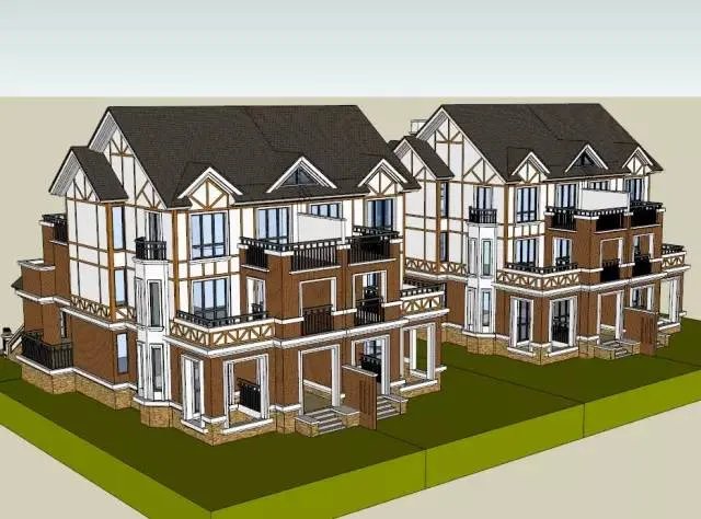 各种风格的石材别墅效果图