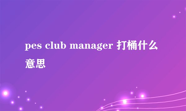 pes club manager 打桶什么意思