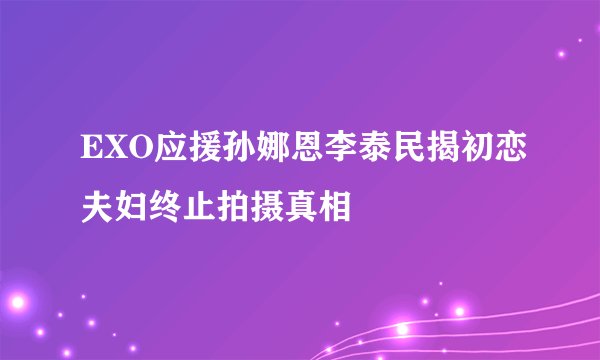 EXO应援孙娜恩李泰民揭初恋夫妇终止拍摄真相