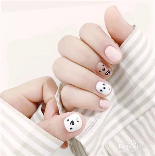 韩式裸色系美甲图片