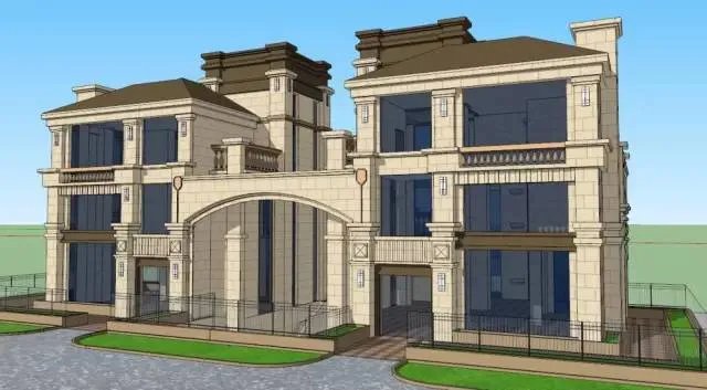 各种风格的石材别墅效果图