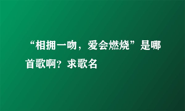 “相拥一吻，爱会燃烧”是哪首歌啊？求歌名