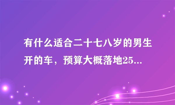 有什么适合二十七八岁的男生开的车，预算大概落地25万的样子？