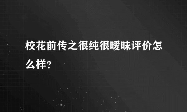 校花前传之很纯很暧昧评价怎么样？
