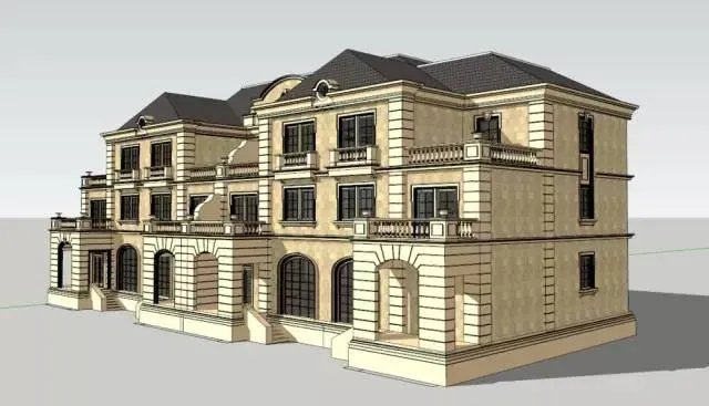 各种风格的石材别墅效果图