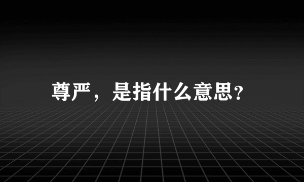 尊严，是指什么意思？